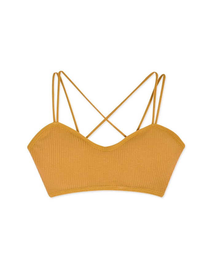 Sweetheart Neckline Double Strap Cross Back Knit Bralette (with Detachable Padding)