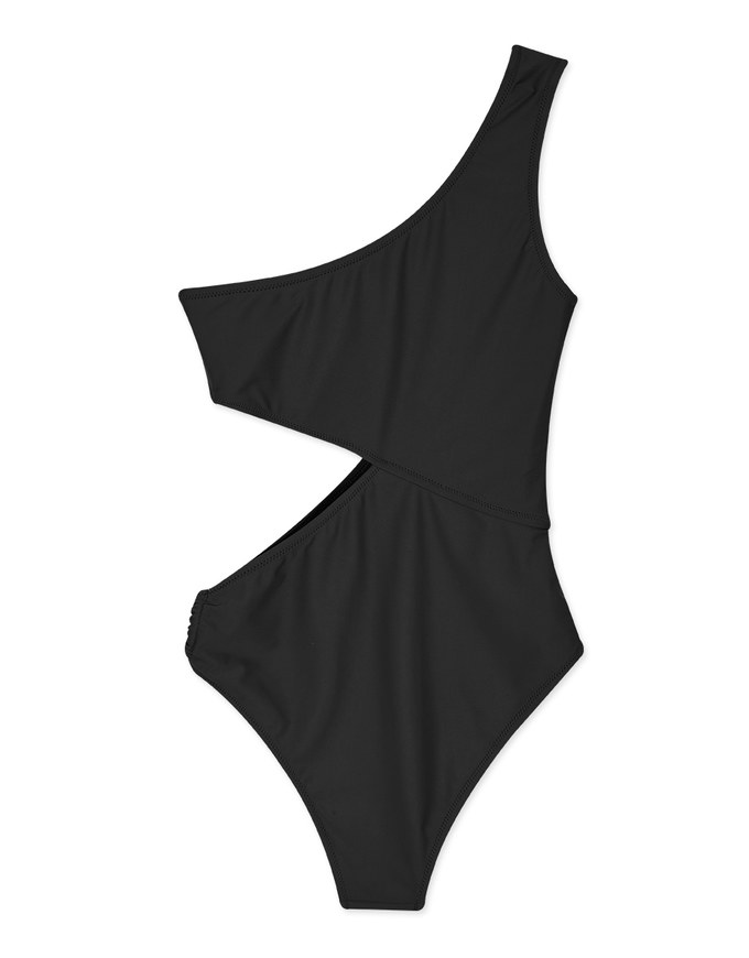 One Shoulder Sexy Waist Cut Out One-Piece Bikini