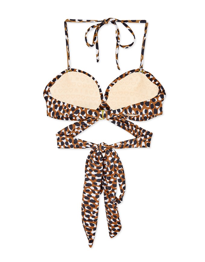 【PUSH UP】8Way Printed Twisted-Bandeau Bikini Top