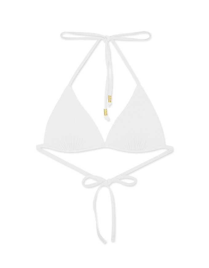 【PUSH UP】Textured Fabric Plain Color Bikini Top Single Strap And Bra Padded