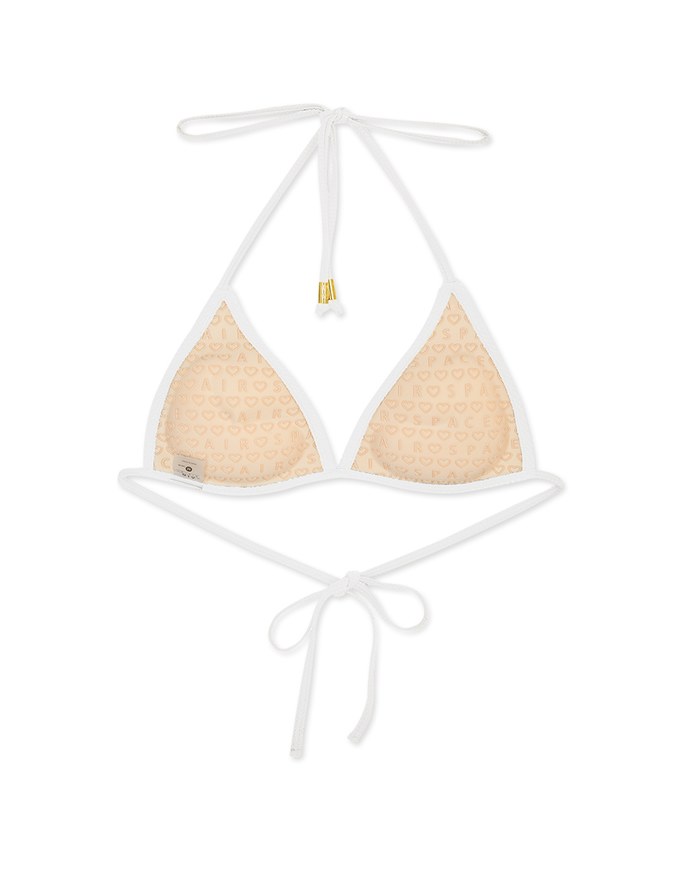 【PUSH UP】Textured Fabric Plain Color Bikini Top Single Strap And Bra Padded