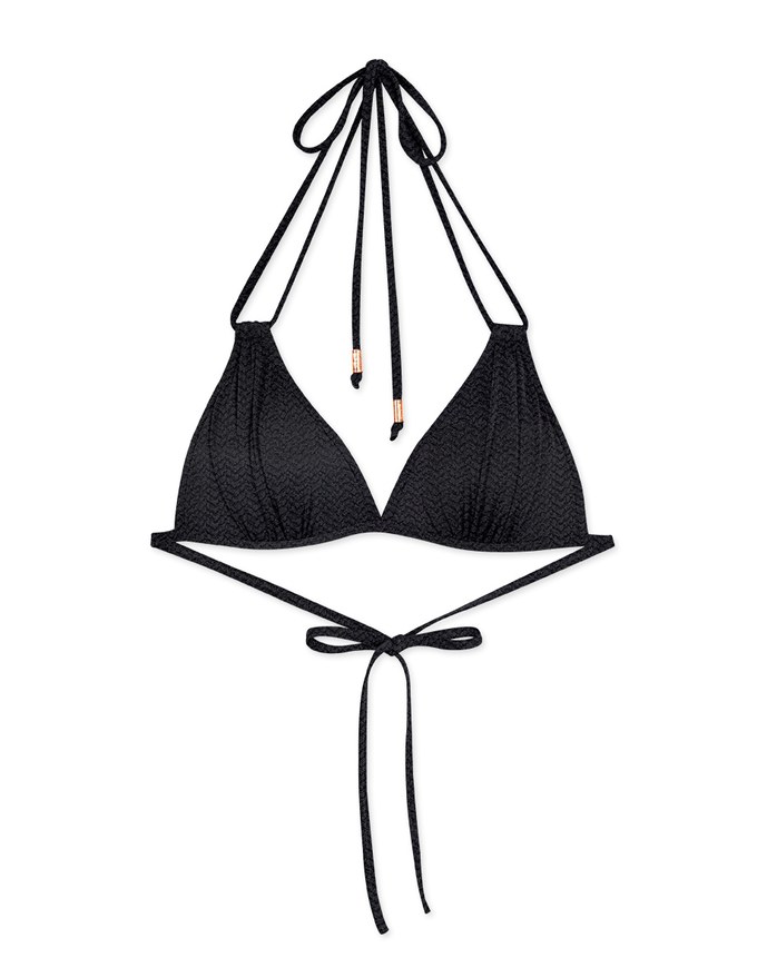 【PUSH UP】3Way Textured Fabric Bikini Top With Double Strap And Bra Padded
