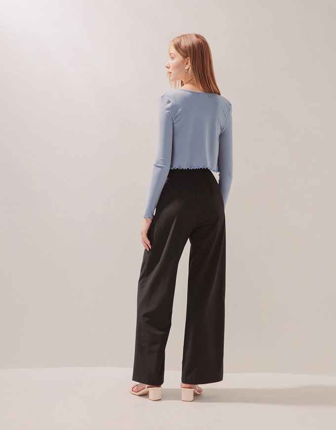 High Waisted Pleated Belted Wide Pants