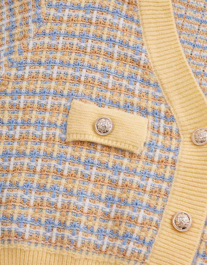Tweed Button Up Cardigan Top