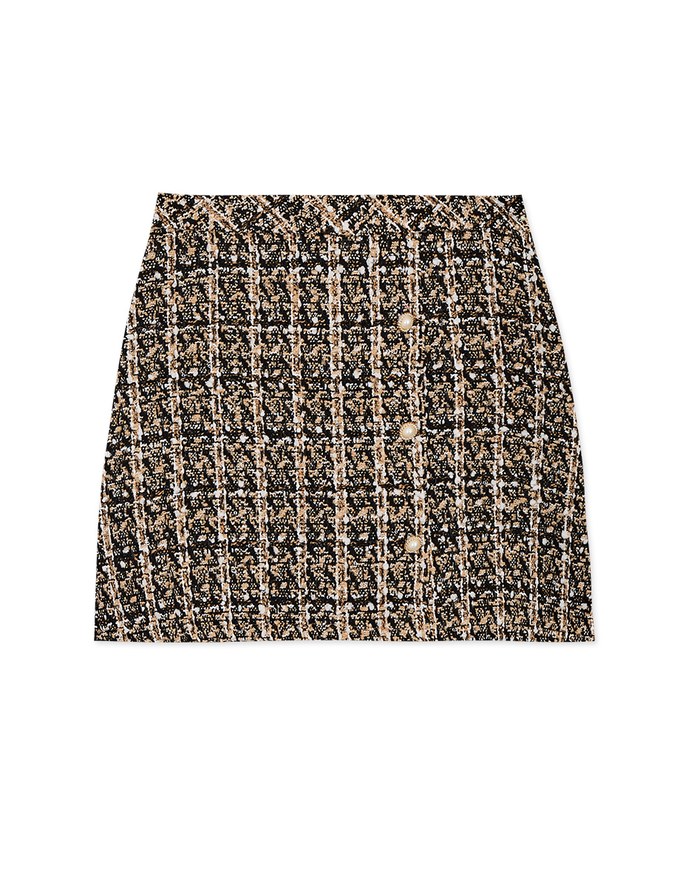 Classic Tweed Pearl-Button A-Line Skorts