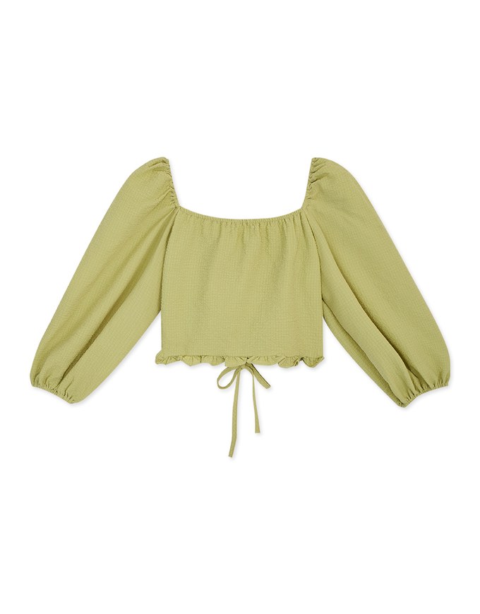 Ruffled Self-Tie Drawstring Crop Top