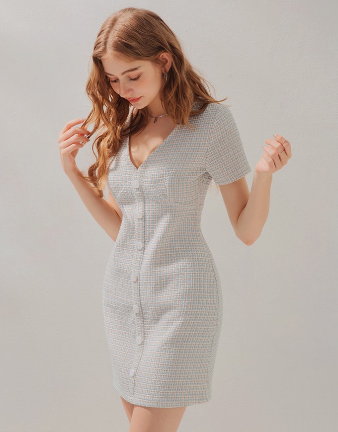 Marlow button through mini clearance dress