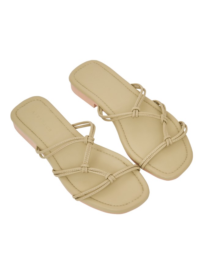 Dual-Strappy Knotted Flat Sandals