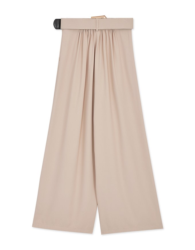 High Waisted Wrinkle-Free Belted Suit Wide Pants