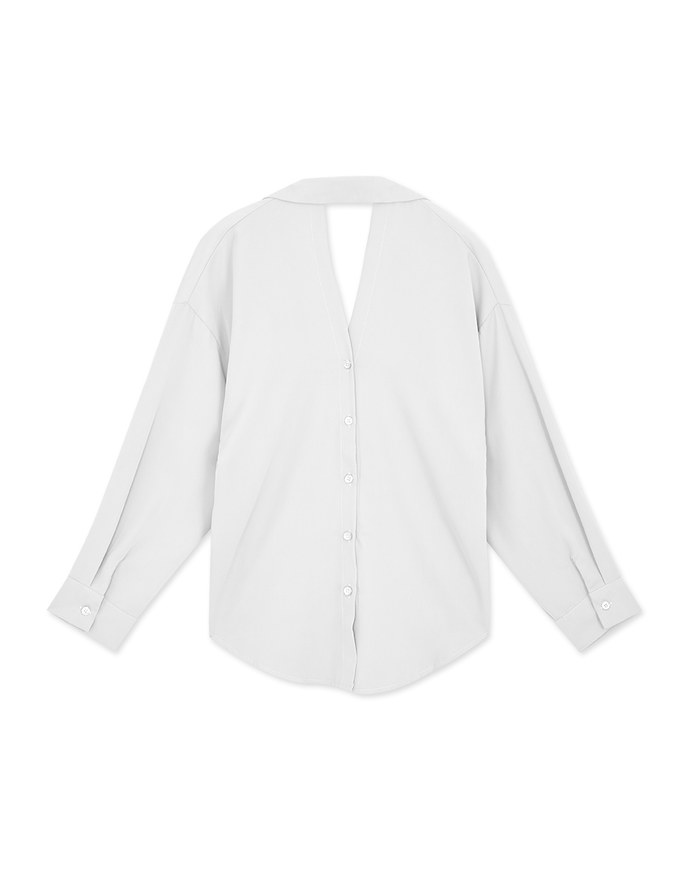 Stylish Hollow Back With Buttons Anti-Wrinkle Iron Free Blouse Shirt
