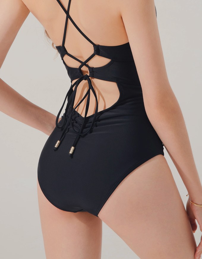 【EXTRA BODICE LENGTH 】Tall Girl-Crossback Waist Trainer Sculpting Swimsuit Push Up Bra Padded