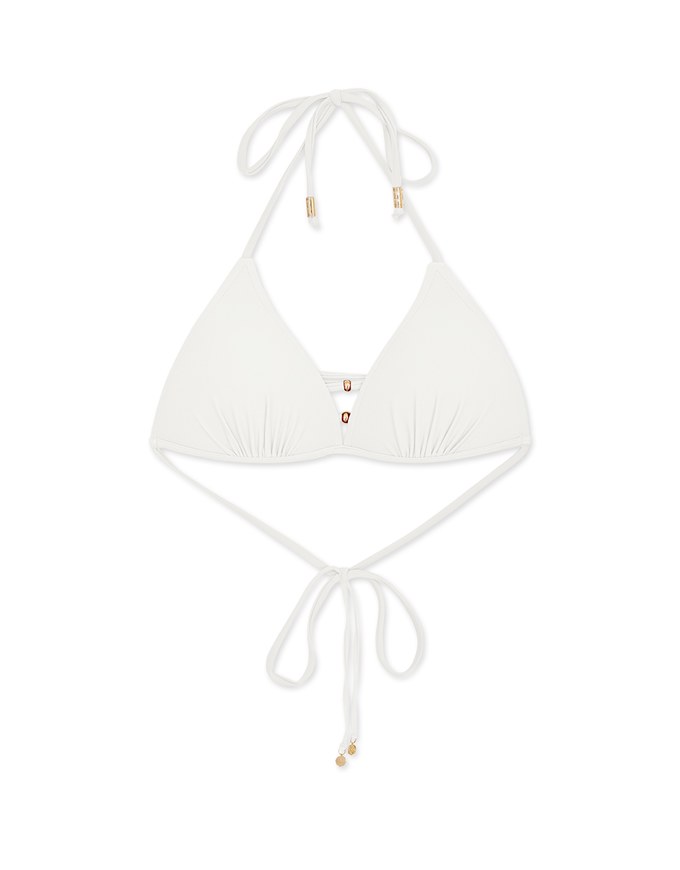【PUSH UP】Cross Back Plain Color Bikini Top With Single Strap And Bra Padded