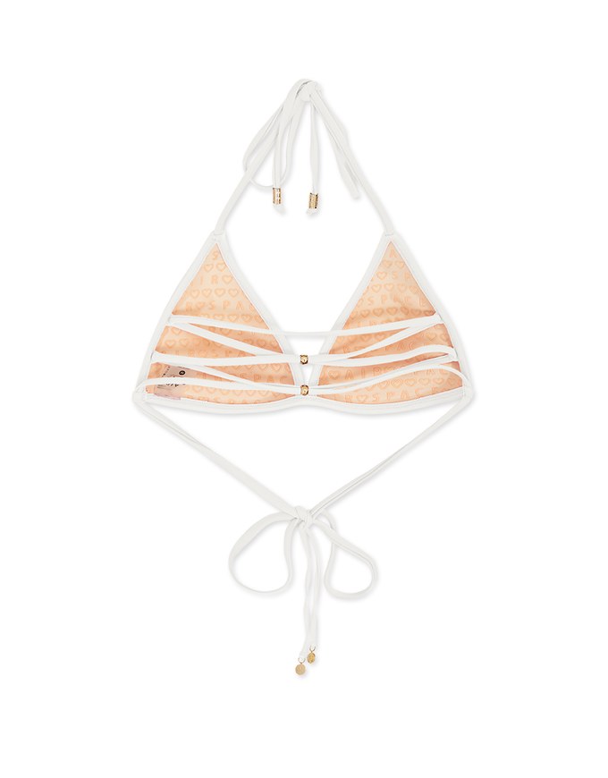 【PUSH UP】Cross Back Plain Color Bikini Top With Single Strap And Bra Padded