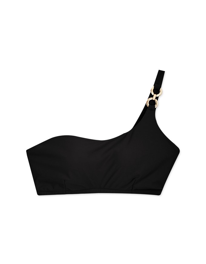 【PUSH UP】Metal Rings One-Shoulder Bikini Top