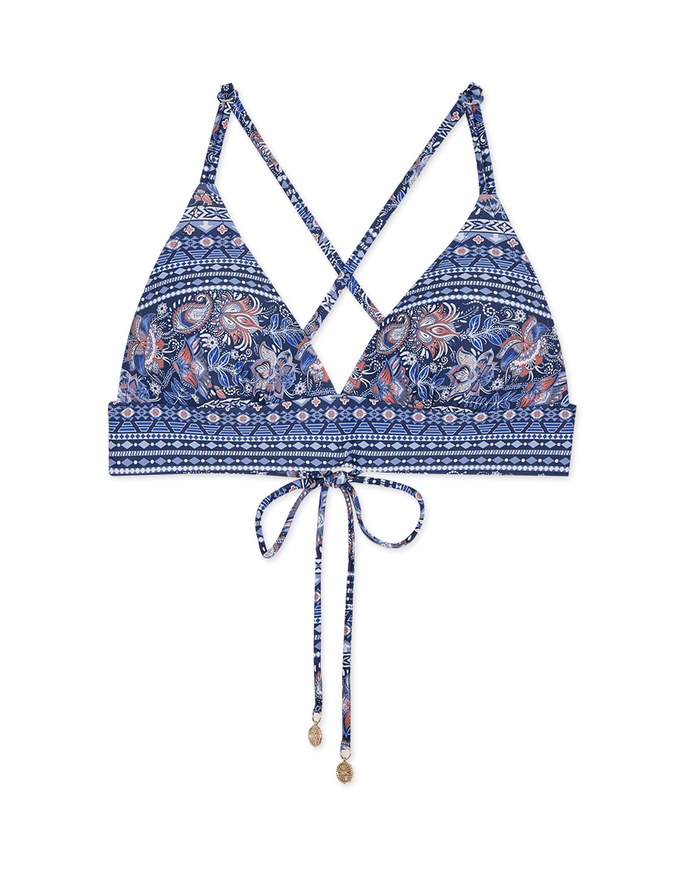 Printed Ultra Coverage Widened Band Bikini Top (Thick Padded & Thin Straps)