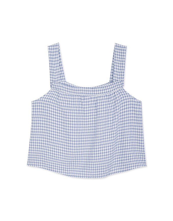 Ruffle Houndstooth Tank Top