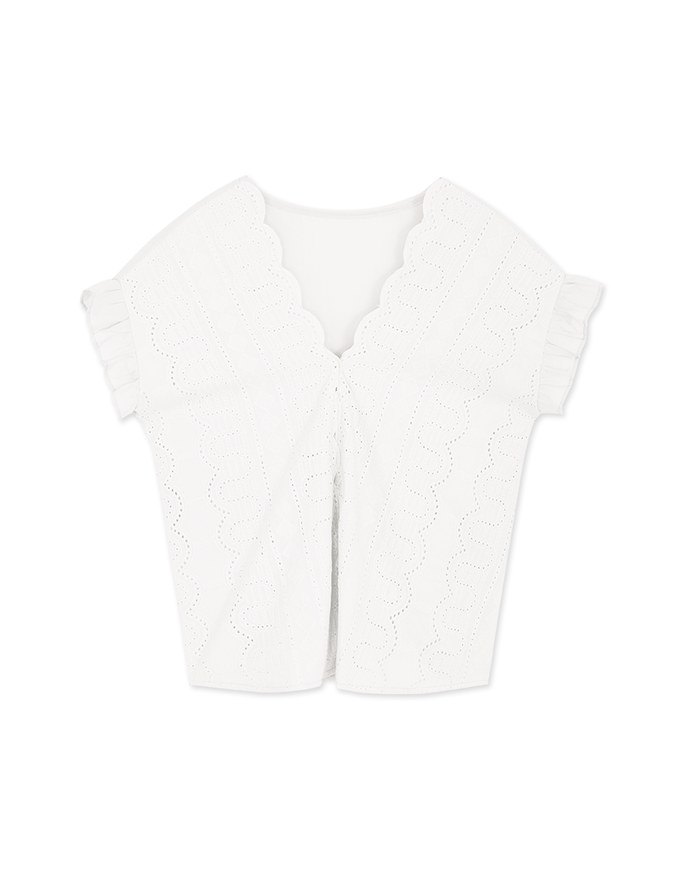 Scalloped Lace-Trim Fluttered Top