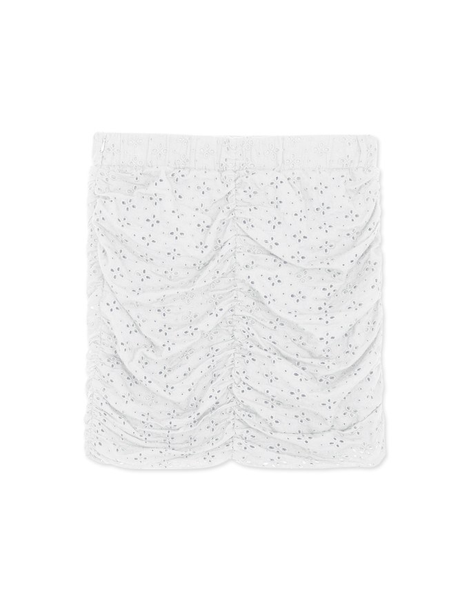 Embroidered Ruched Mini Skirt
