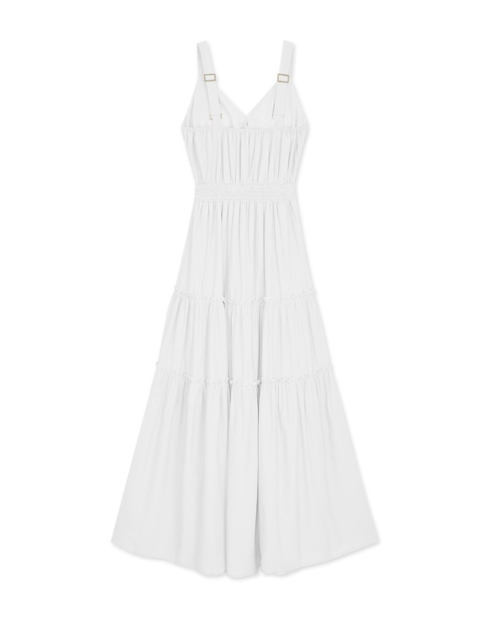 Elevated Casual Hollow Ruffle Maxi Dress (With non-detachable padding)