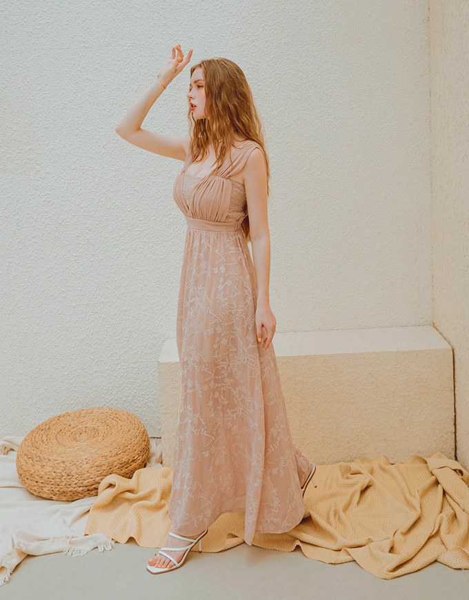 Celestial Hollow Embroidered Maxi Dress