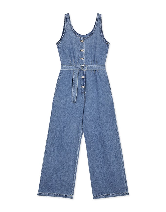 Streetwear Buttoned Denim Jeans Jumpsuit (With belt)