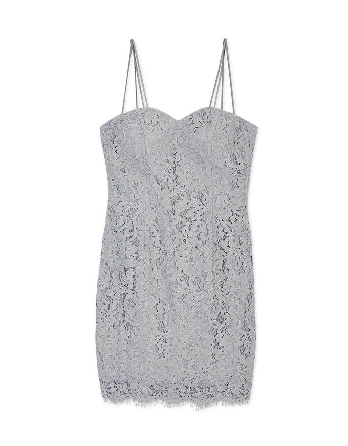 Intricate Lace Dual Strap Bodycon Dress (With Sewn-In Padding)