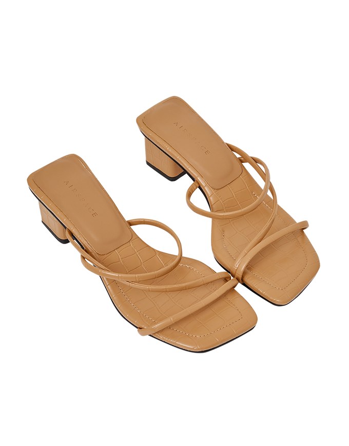 Croc-Print Block-Heeled Sandals