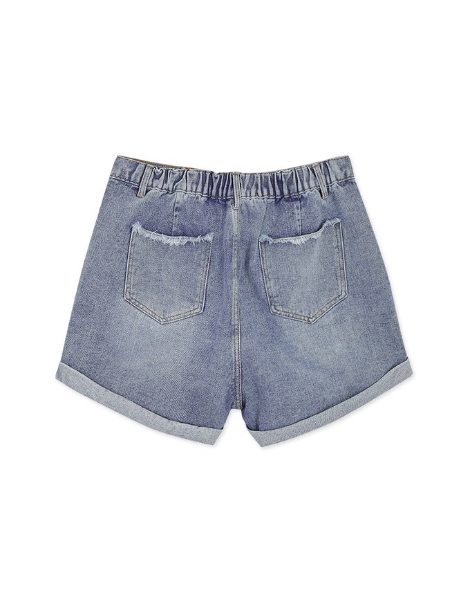 Tab-Sides Denim Jeans Shorts