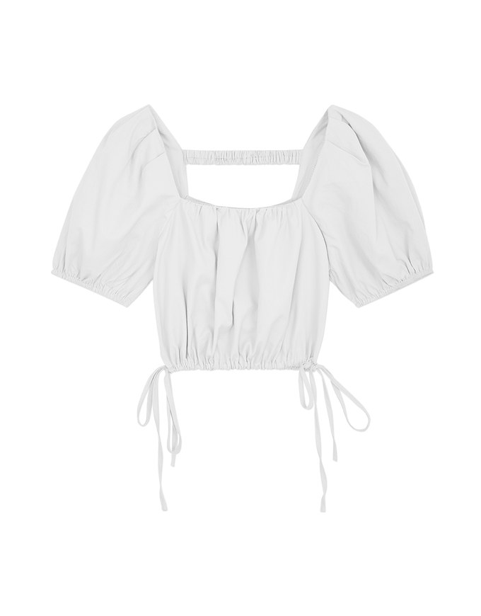 Casual Chic Tie-Side Puffy Crop Top