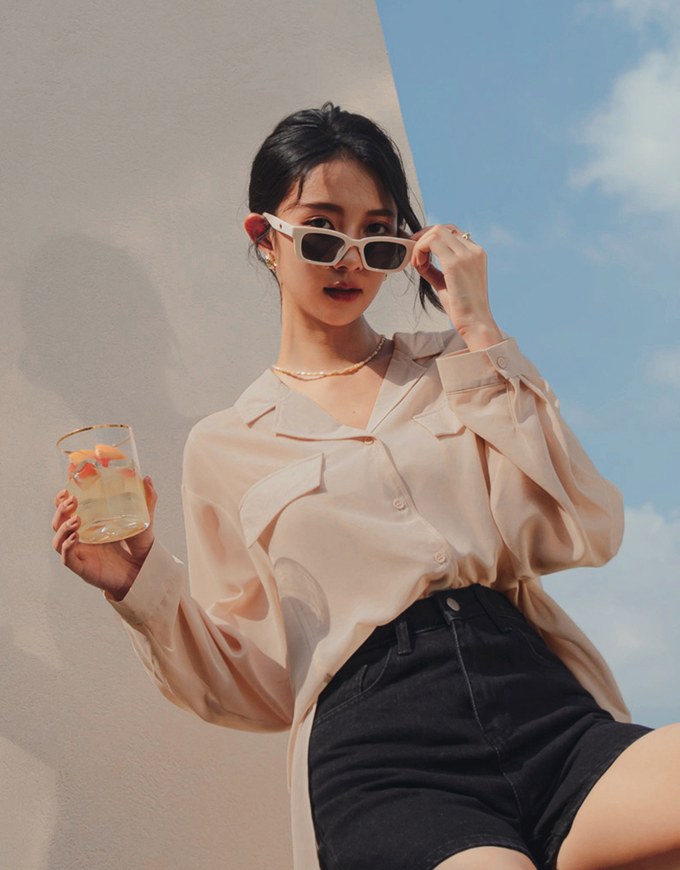Elevated Casual Sheer Side-Slit Blouse Shirt
