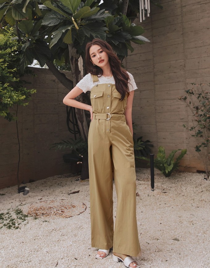 Button-Front Suspender Pants (With Belt)