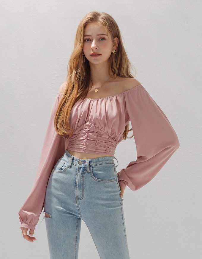 Minimal Chic 2Way Ruched Puffy Crop Top