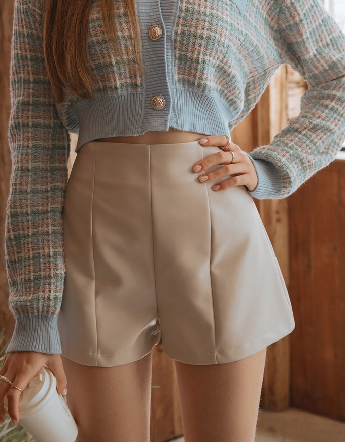 High Waisted Leather Shorts - AIR SPACE