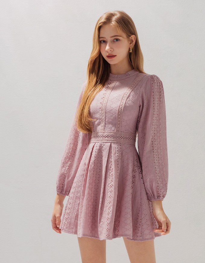Classy Demure Creased-Lace Mini Dress