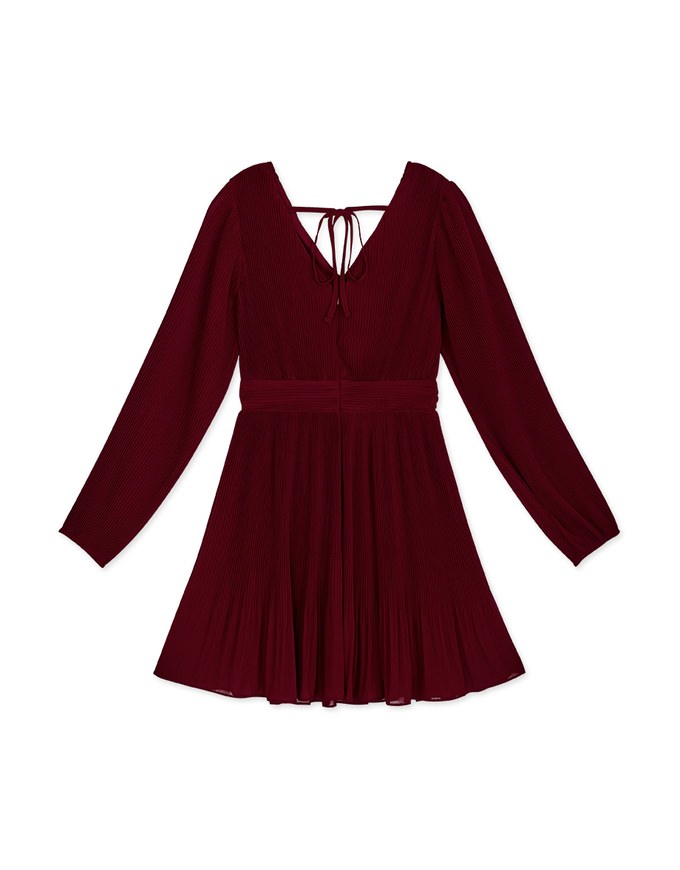 Sophisticated Crossover Pleated Mini Dress