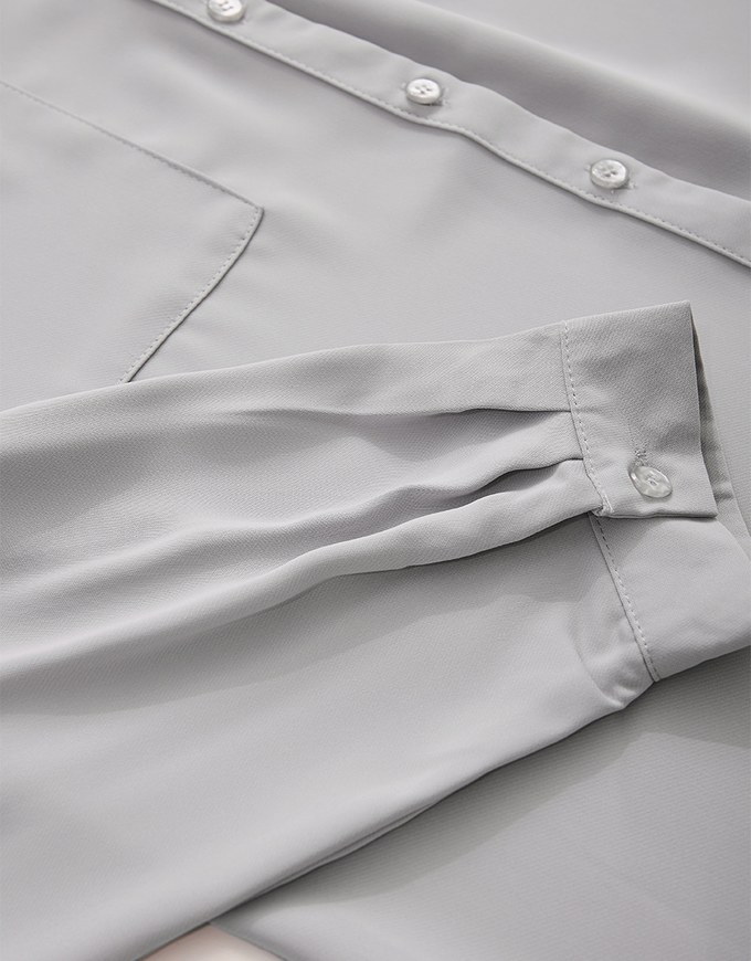 Textured Anti-Wrinkle Iron Free Collarless Blouse Shirt