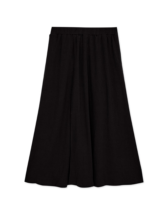 Knitted Slit A-Line Midi Skirt