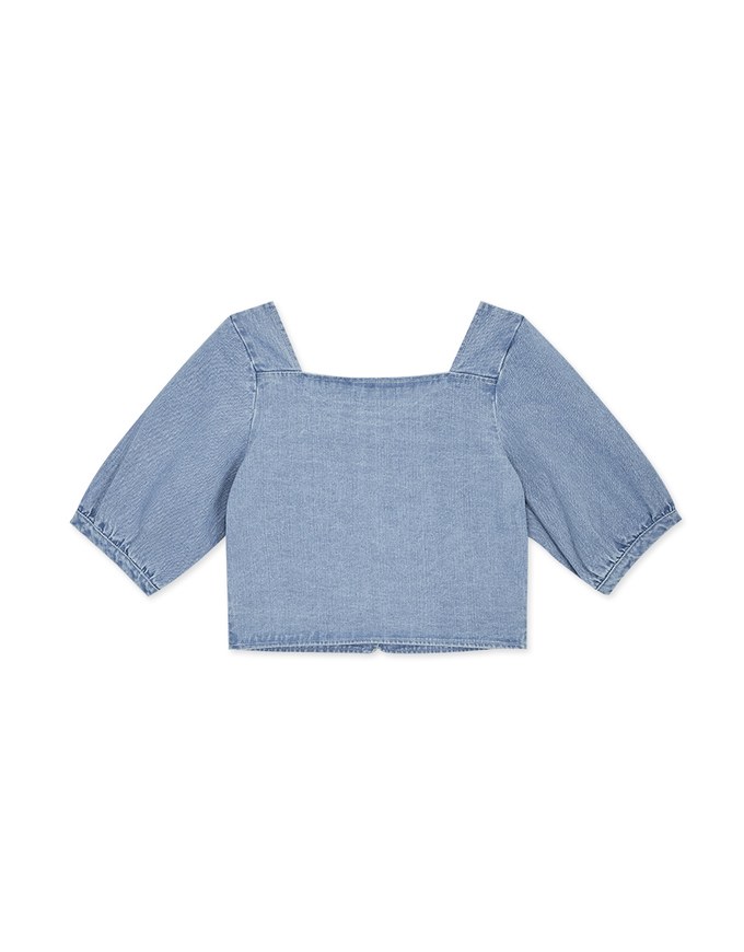 Elevated Casual Ruched Denim Jeans Crop Top