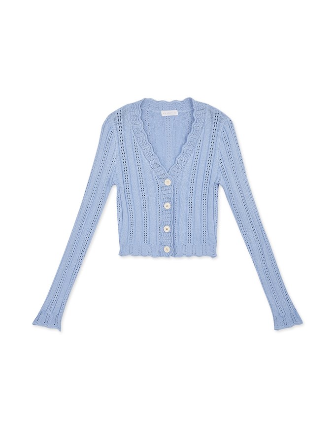 Finest Minimalistic Lace Trim Buttoned Knit Cardigan