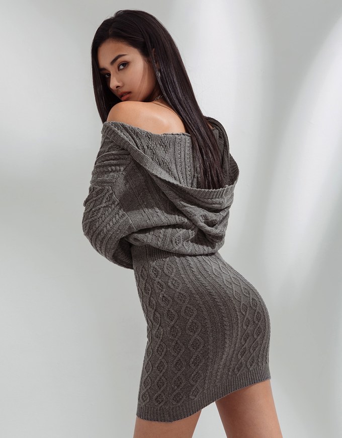 Casual Chic Twist Knit Sweater + Bodycon Skirt Set Wear