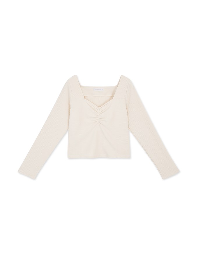Minimalist Staple Sweetheart Ruched Knit Top