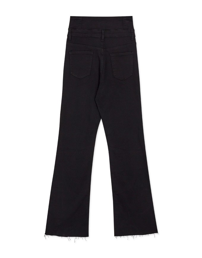 High Waisted Slimming Buttoned Flare Pants