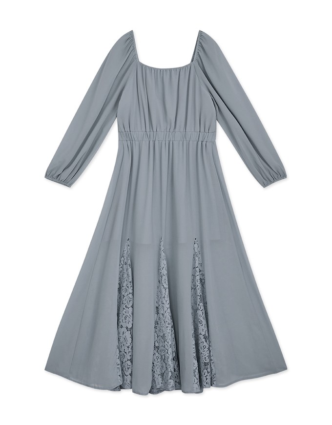 Classy Demure Splice Lace Sheer Maxi Dress