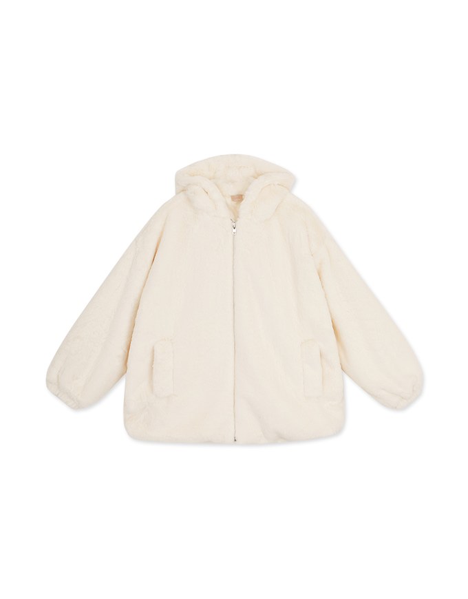 Modern Chic Oversize Fluffy Furry Hooded Blazer Jacket