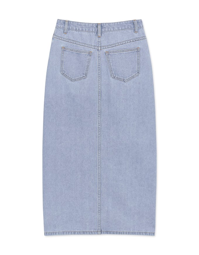 Très Chic Asymmetrical Slit Denim Jeans Midi Skirt