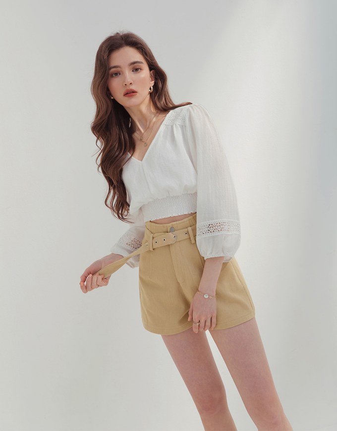 High Waisted Twill Shorts (With Belt)