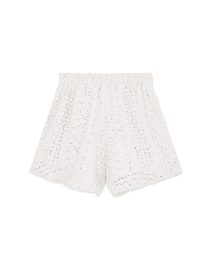 Embroidered Lace Ruffled Hem Shorts