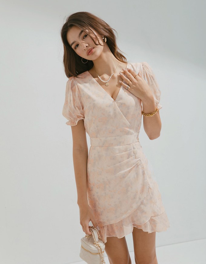 Dainty Tie-Dye Scrunch Ruffled Hem Mini Dress