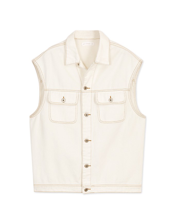Très Chic Stitching Double Pocket Buttoned Vest