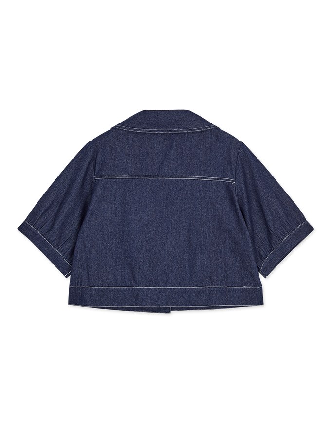 Elevated Casual Stitching Pocket Crop Blouse Shirt